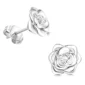 Boucles d’Oreilles Femme Rose Déployée avec Zircon Central Étincelant (variante laiton).