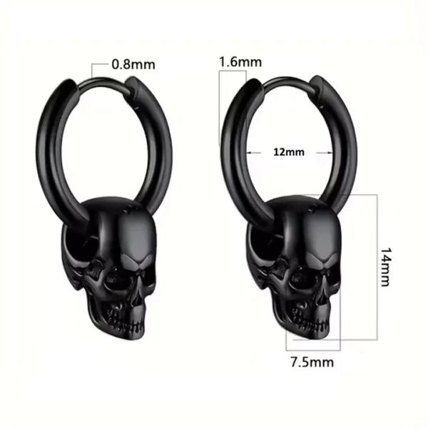 Boucles d’Oreilles Homme Gothiques Punk - Créoles Tête de Mort en Acier (dimensions) Boucles d’Oreilles Homme Gothiques Punk - Créoles Tête de Mort en Acier (dimensions).