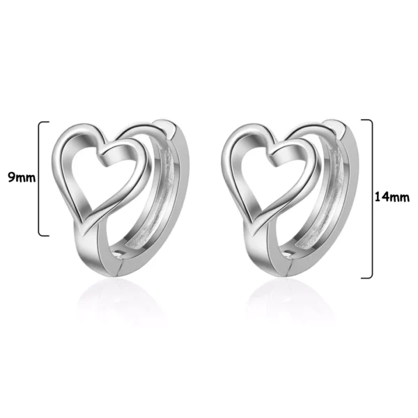 Créoles en Argent 925 à Cœur Ouvert (dimensions).