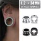 Écarteur Tunnel Vissable Acier 316L Bordure Large 1,2 à 34 mm.