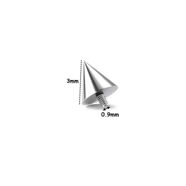 Embout Piercing Spike Pas de Vis 0.9mm en Titane (dimensions) Embout Piercing Spike Pas de Vis 0.9mm en Titane (dimensions).