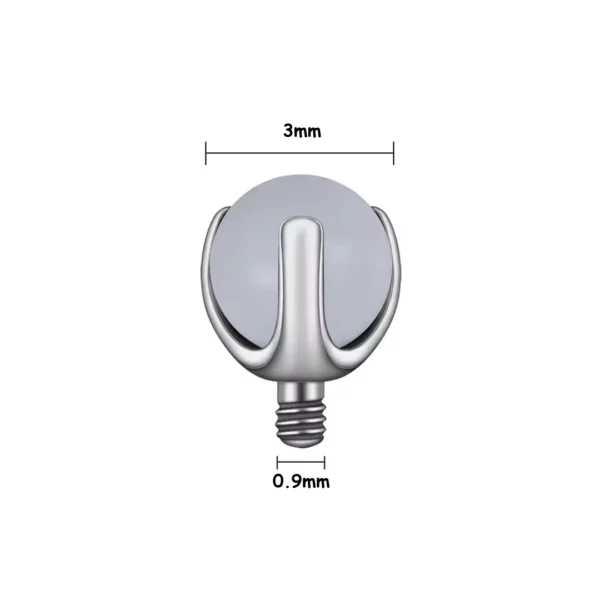 Embout Piercing en Titane avec Pierre d'Opalite Sertie par 3 Griffes (variante transparente) Embout Piercing en Titane avec Pierre d'Opalite Sertie par 3 Griffes (variante transparente).