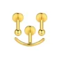 Ensemble de Piercing d'Oreille 'Smiley' en Titane à Filetage Interne (variante titane anodisé doré).