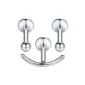 Ensemble de Piercing d'Oreille 'Smiley' en Titane à Filetage Interne (variante titane brut).