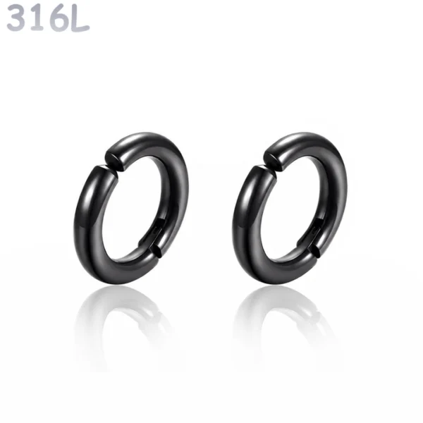Faux Piercing Anneau Clip Oreille Acier Chirurgical 316L Noir Faux Piercing Anneau Clip Oreille Acier Chirurgical 316L Noir.