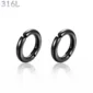 Faux Piercing Anneau Clip Oreille Acier Chirurgical 316L Noir.
