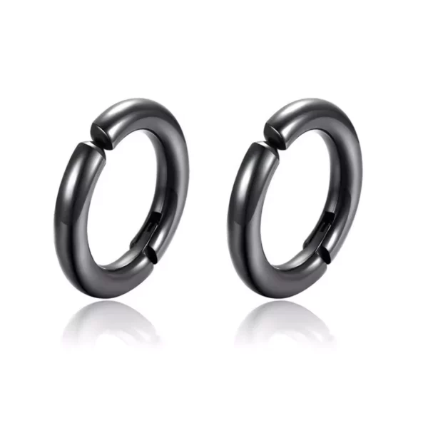 Faux Piercing Anneau Clip Oreille en Acier Inoxydable (variante noire) Faux Piercing Anneau Clip Oreille en Acier Inoxydable (variante noire).