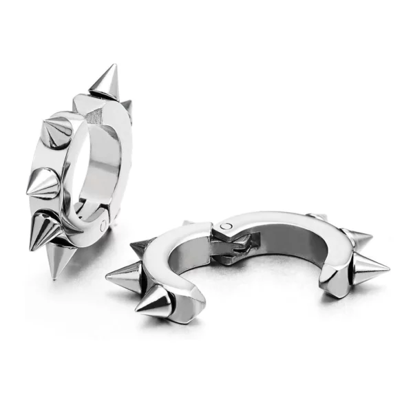 Faux Piercing Clip Oreille en Acier Inoxydable Orné de Spikes (mécanisme) Faux Piercing Clip Oreille en Acier Inoxydable Orné de Spikes (mécanisme).