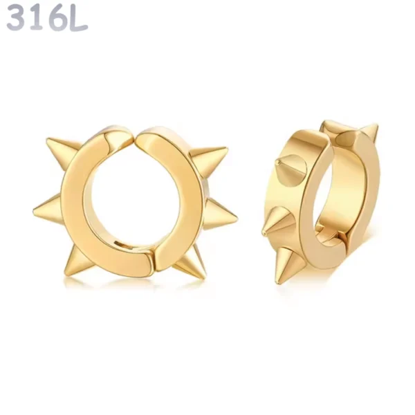 Faux Piercing Oreille Anneau Clip à Pointes Acier 316L Doré PVD Faux Piercing Oreille Anneau Clip à Pointes Acier 316L Doré PVD.