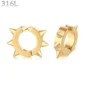Faux Piercing Oreille Anneau Clip à Pointes Acier 316L Doré PVD.