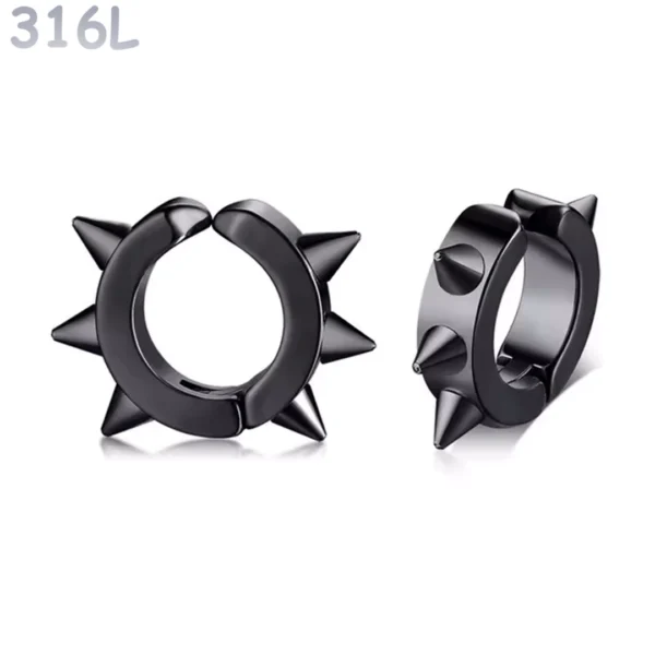 Faux Piercing Oreille Anneau Clip à Pointes Acier 316L Noir PVD Faux Piercing Oreille Anneau Clip à Pointes Acier 316L Noir PVD.