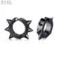 Faux Piercing Oreille Anneau Clip à Pointes Acier 316L Noir PVD.