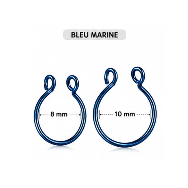 Faux Piercing Septum Anneau Ajustable Acier Chirurgical 316L Bleu Marine PVD 8-10 mm Faux Piercing Septum Anneau Ajustable Acier Chirurgical 316L Bleu Marine PVD 8-10 mm.