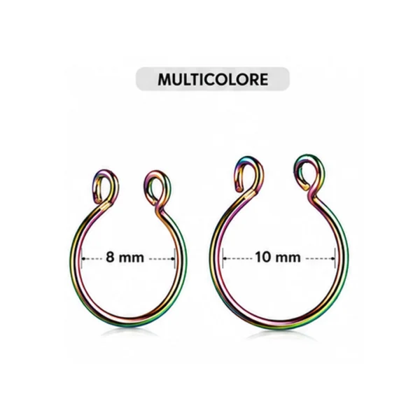 Faux Piercing Septum Anneau Ajustable Acier Chirurgical 316L Multicolore PVD 8-10 mm Faux Piercing Septum Anneau Ajustable Acier Chirurgical 316L Multicolore PVD 8-10 mm.