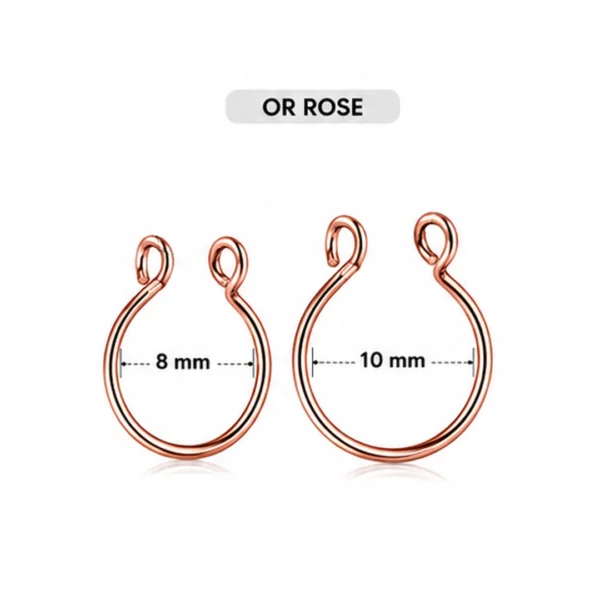 Faux Piercing Septum Anneau Ajustable Acier Chirurgical 316L Or Rose PVD 8-10 mm Faux Piercing Septum Anneau Ajustable Acier Chirurgical 316L Or Rose PVD 8-10 mm.