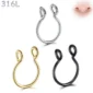 Faux Piercing Septum Anneau Ajustable en Acier 316L.
