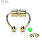 Faux Piercing Septum Magnétique Fer à Cheval Acier 316L (variante doré PVD)