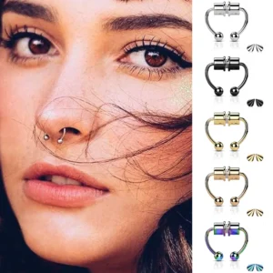 Faux Piercing Septum Magnétique Fer à Cheval en Acier 316L.