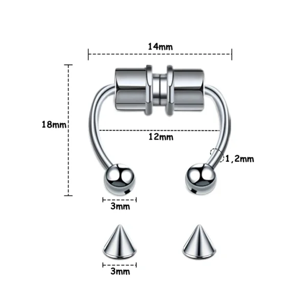 Faux Piercing Septum Magnétique Fer à Cheval en Acier Inoxydable (dimensions) Faux Piercing Septum Magnétique Fer à Cheval en Acier Inoxydable (dimensions)