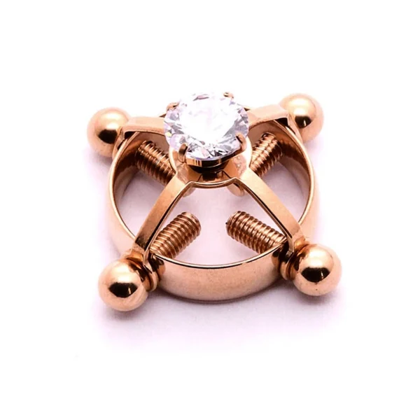 Faux Piercing Téton Vis de Serrage et Zircon Or Rose PVD Faux Piercing Téton Vis de Serrage et Zircon Or Rose PVD.