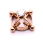 Faux Piercing Téton Vis de Serrage et Zircon Or Rose PVD.