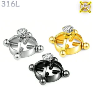 Faux Piercing Téton à Vis de Serrage Sublimé par un Zircon.