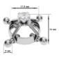 Faux Piercing Téton à Vis de Serrage Sublimé par un Zircon (dimensions).