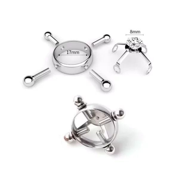Faux Piercing Téton à Vis de Serrage Sublimé par un Zircon (mécanisme).