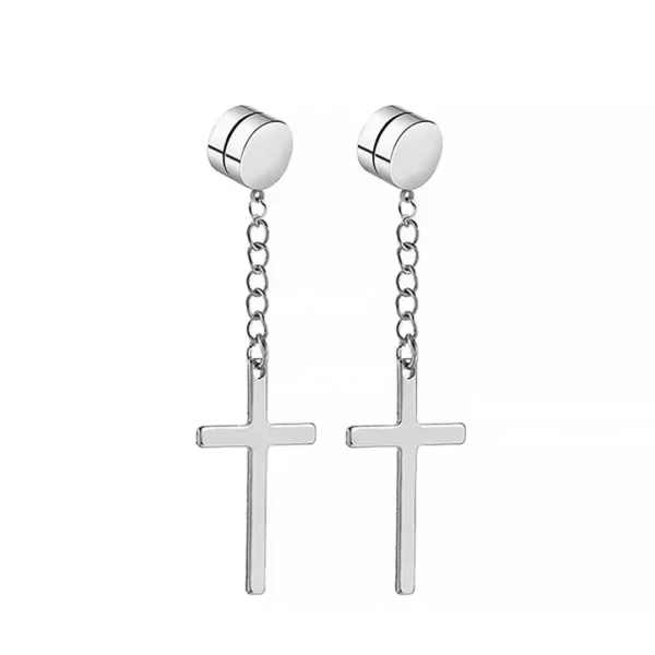 Faux Plug Magnétique en Acier Inoxydable Orné d'une Croix Gothique Suspendue (variante acier) Faux Plug Magnétique en Acier Inoxydable Orné d'une Croix Gothique Suspendue (variante acier).