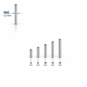Piercing Barbell en Titane 16G 1,2 mm Longueurs 6 à 14 mm.
