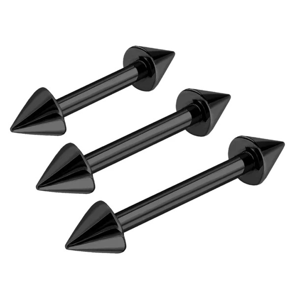Piercing Bridge Téton Langue Barbell Double Spike en Acier Chirurgical (variante noir) Piercing Bridge Téton Langue Barbell Double Spike en Acier Chirurgical (variante noir).