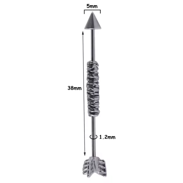 Piercing Industriel Oreille Flèche Incendiaire en Acier Chirurgical (dimensions) Piercing Industriel Oreille Flèche Incendiaire en Acier Chirurgical (dimensions).