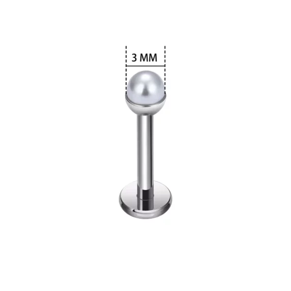 Piercing Labret Perle Blanche sur Socle Titane (variante 3mm) Piercing Labret Perle Blanche sur Socle Titane (variante 3mm).