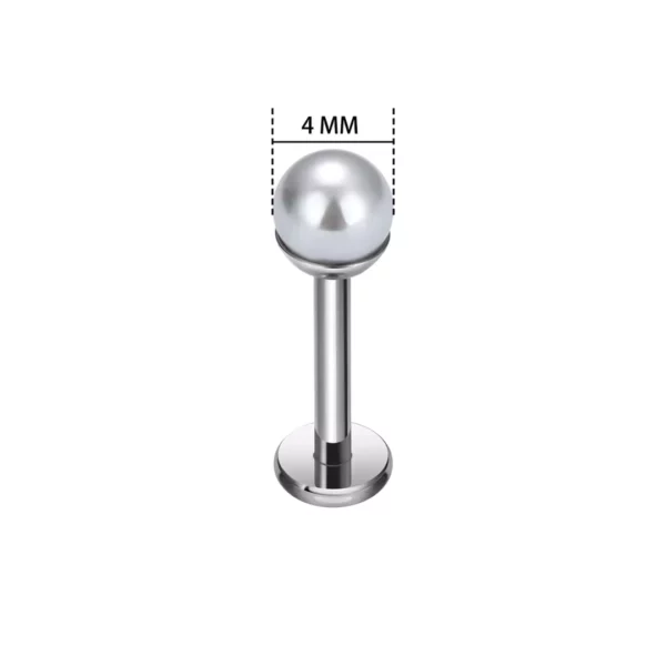 Piercing Labret Perle Blanche sur Socle Titane (variante 4mm) Piercing Labret Perle Blanche sur Socle Titane (variante 4mm).