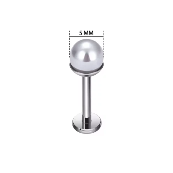 Piercing Labret Perle Blanche sur Socle Titane (variante 5mm).