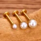 Piercing Labret Perle Nacrée 3-4-5 mm sur Socle Titane (variantes anodisé doré).
