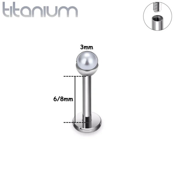 Piercing Labret Perle Nacrée 3 mm sur Socle Titane ASTM-F136 Gris Argenté Piercing Labret Perle Nacrée 3 mm sur Socle Titane ASTM-F136 Gris Argenté.