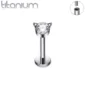 Piercing Labret en Titane Chat Zirconium Serti, Filetage Interne.