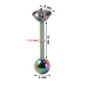 Piercing Langue Barbell 16 mm à Zirconium Griffé - Acier 316L Multicolore PVD.