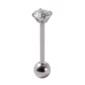 Piercing Langue Barbell Acier Chirurgical Bille & Zircon Finition Naturelle.