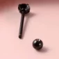 Piercing Langue Barbell Acier Chirurgical Bille & Zircon Finition Noire (filetage).