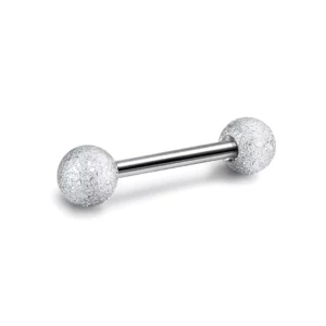 Piercing Langue Barbell à Boules Sablées en Acier Chirurgical.