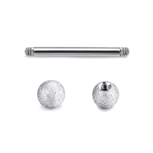 Piercing Langue Barbell à Boules Sablées en Acier Chirurgical (filetage).