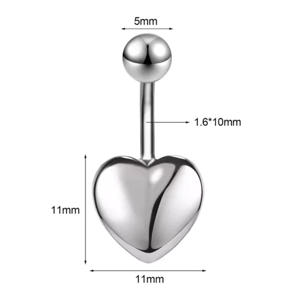 Piercing Nombril Cœur Bombé en Acier (dimensions) Piercing Nombril Cœur Bombé en Acier (dimensions).