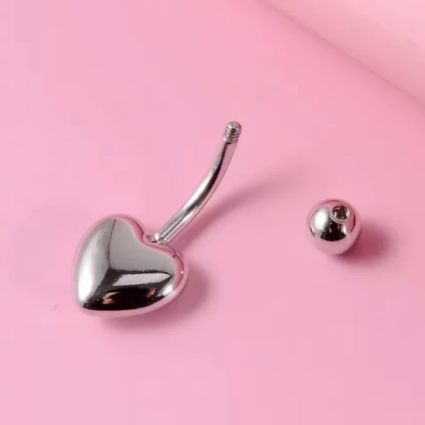 Piercing Nombril Cœur Bombé en Acier (filetage) Piercing Nombril Cœur Bombé en Acier (filetage).