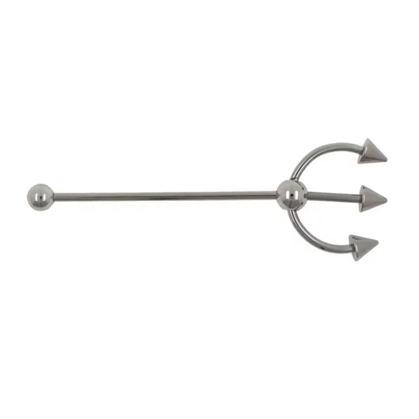 Piercing Oreille Barbell Industriel Trident en Acier Chirurgical (variante acier) Piercing Oreille Barbell Industriel Trident en Acier Chirurgical (variante acier).