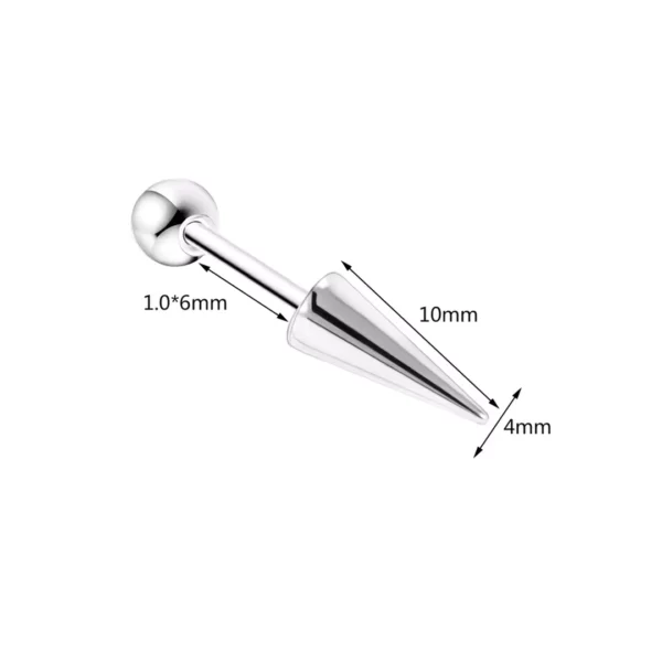 Piercing Punk Barbell à Spike pour Cartilage & Labret Central (variante acier spike 4x10mm) Piercing Punk Barbell à Spike pour Cartilage & Labret Central (variante acier spike 4x10mm).