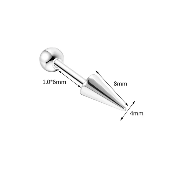 Piercing Punk Barbell à Spike pour Cartilage & Labret Central (variante acier spike 4x8mm) Piercing Punk Barbell à Spike pour Cartilage & Labret Central (variante acier spike 4x8mm).