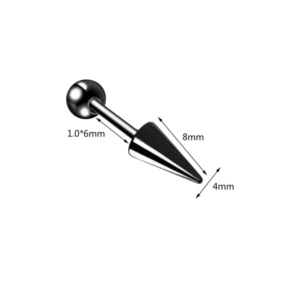 Piercing Punk Barbell à Spike pour Cartilage & Labret Central (variante noir spike 4x8mm) Piercing Punk Barbell à Spike pour Cartilage & Labret Central (variante noir spike 4x8mm).