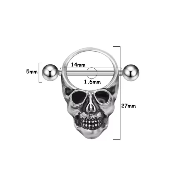 Piercing Téton Gothique Tête de Mort en Acier Chirurgical (dimensions) Piercing Téton Gothique Tête de Mort en Acier Chirurgical (dimensions).